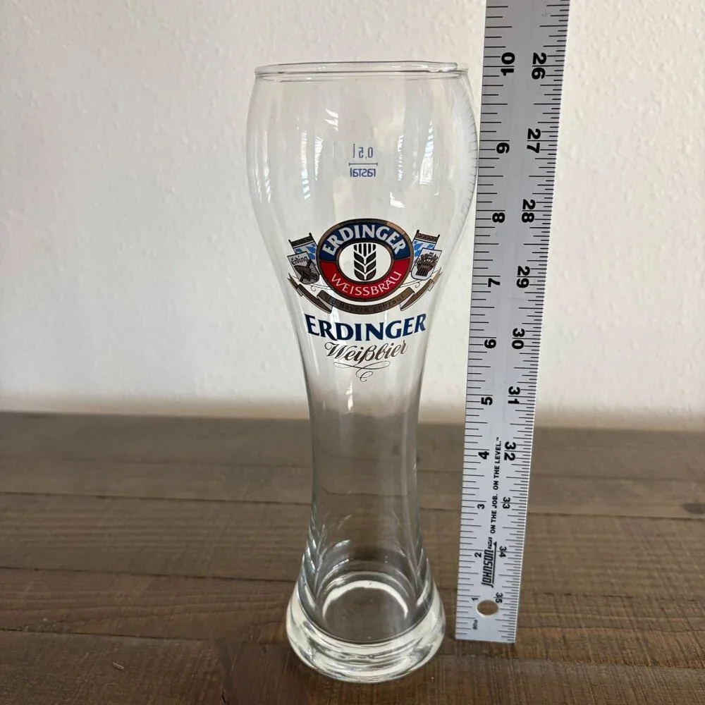 Erdinger‎ Weissbrau Weibbier Pilsner Beer Glass Germany .5l Weibbier Tall
